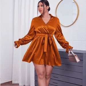 Orange satin-line flower dress. Size 2x from shein